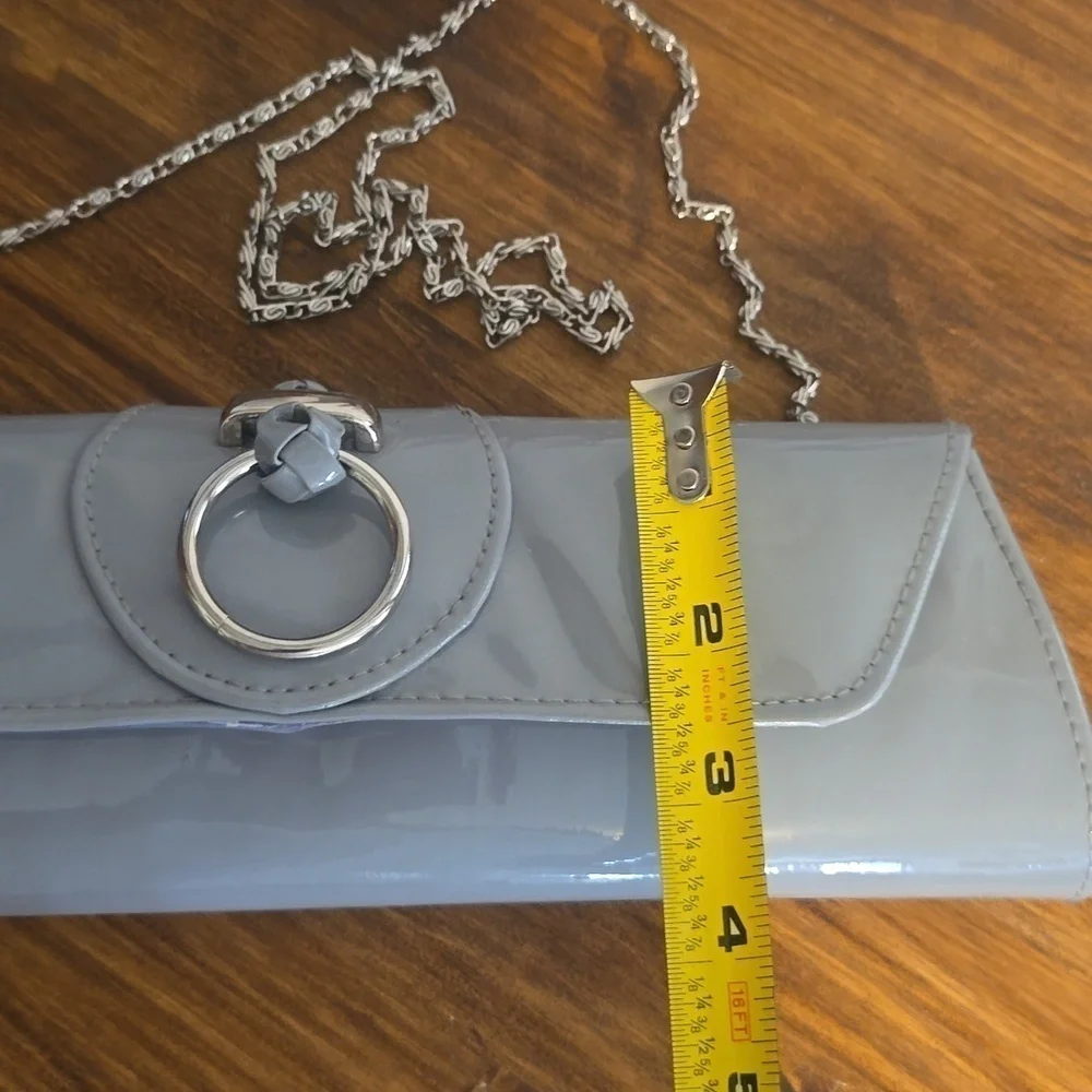 Bijoux Terner |Womens Vintage Gray Clutch Shoulder Bag Silver Chain Neutral